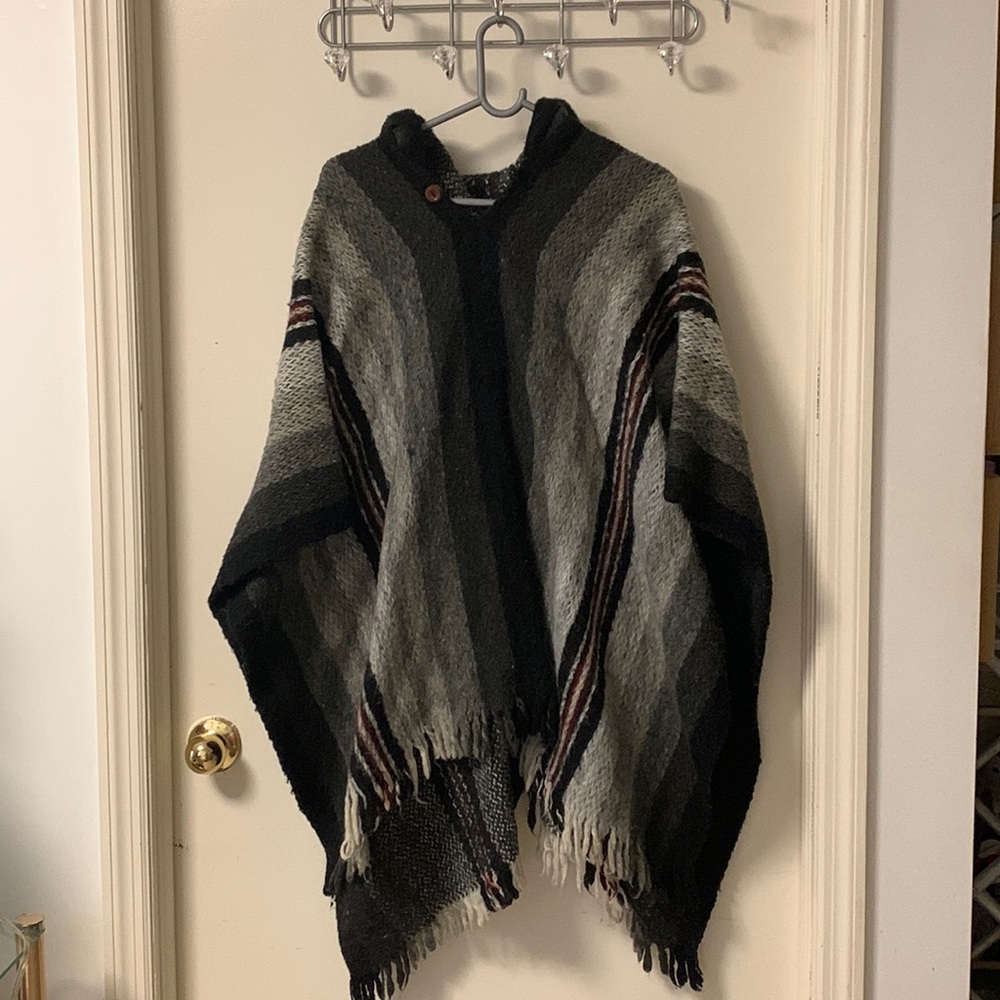 Poncho Wool, 100% Mexican wool poncho handmade Tejidos Y Artesanias